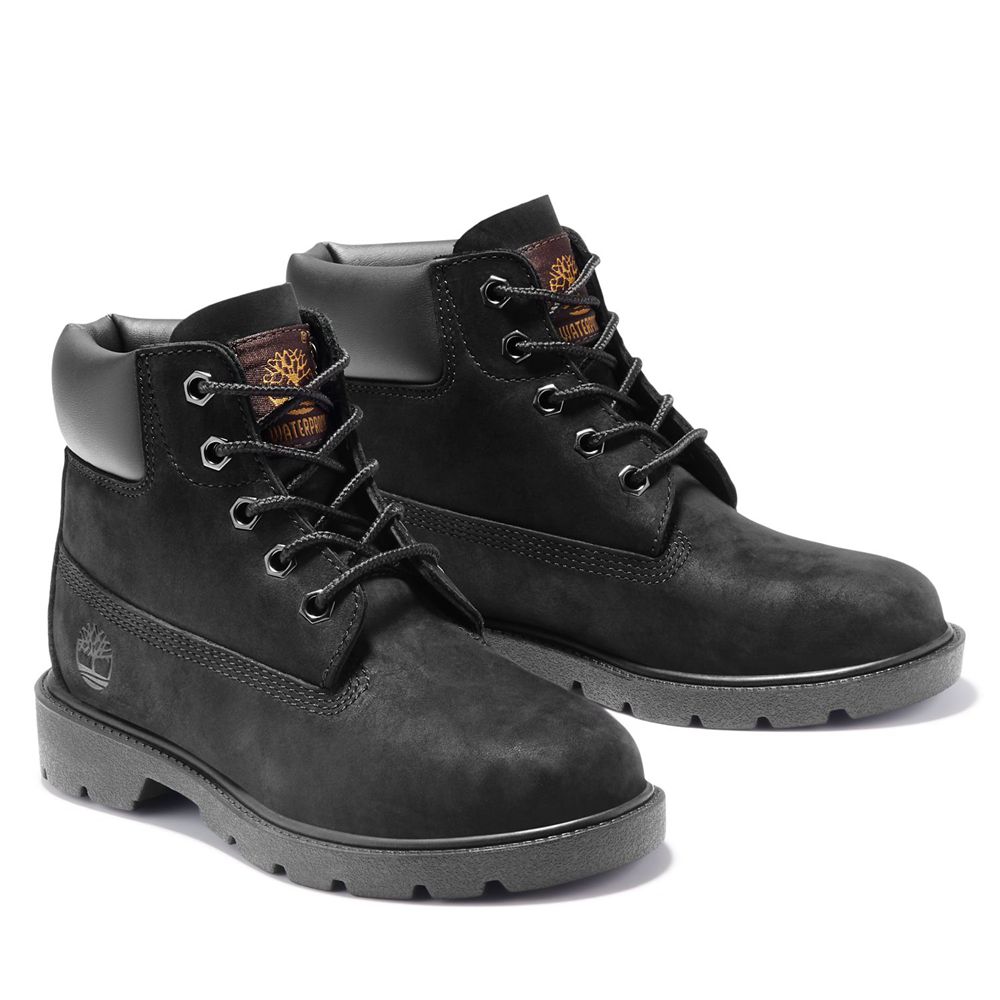 Timberland 6-Inch Μποτακια Παιδικα Μαυρα - Junior Classic Waterproof - Greece 1834026-JD